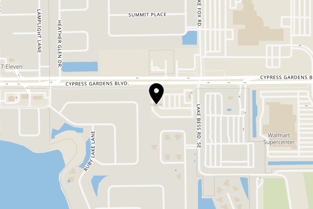 Map showing the location of eb Breakfast Deli Co. on 7000 Cypress Gardens Blvd in Winter Haven